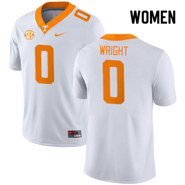 Women #0 Jaylen Wright Tennessee Volunteers College Football Jerseys Stitched Sale-White - Click Image to Close